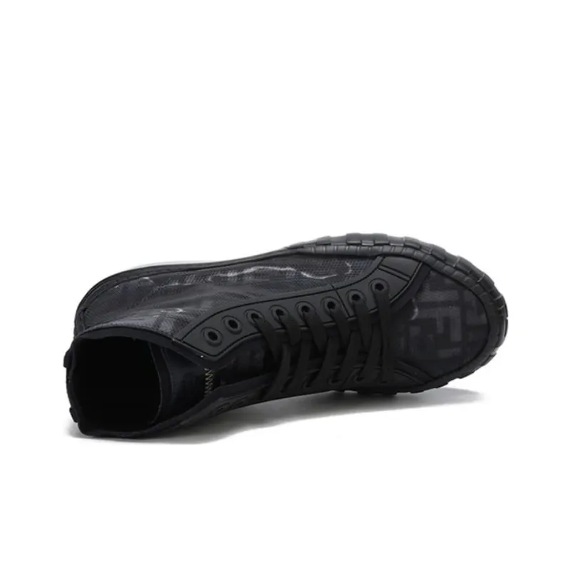 FENDI High Top Stylish Skateboarding Shoes Men's Black-4