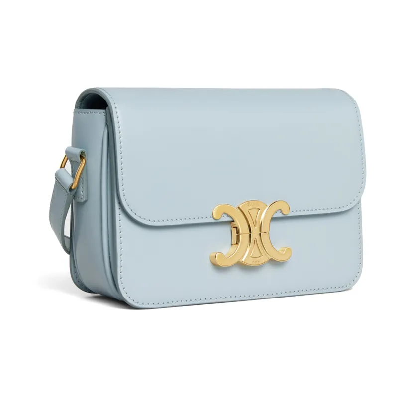 CELINE Triomphe Bright Cow Leather Crossbody Bag, Shoulder Bag Small Size Women's Ice Blue-1