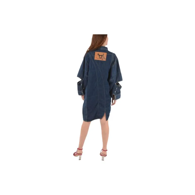 DIESEL Long-Sleeved Dresses Women's Denim Blue-1