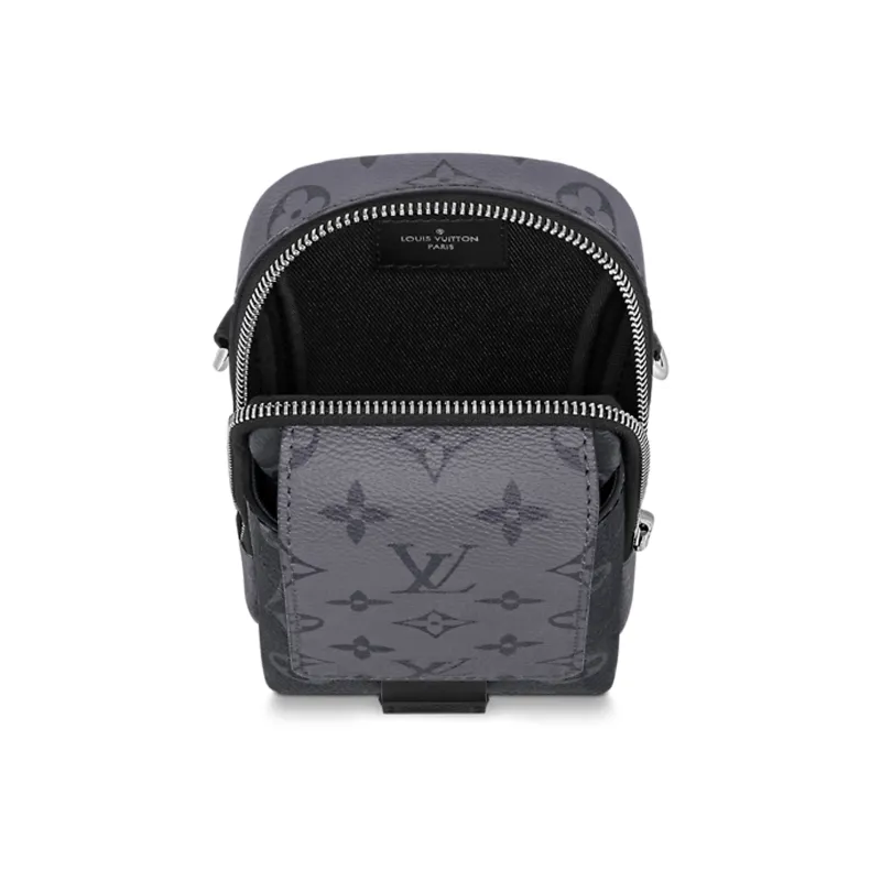 LOUIS VUITTON Coated Canvas Cow Leather Patchwork Trim Cell Phone Pouch Shoulder Bag Crossbody Bag Regular Men's Gray-3