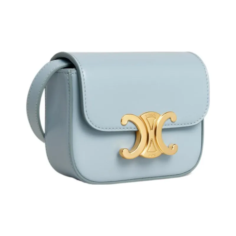CELINE Triumph Gate Triomphe Bright Calfskin Handbag, Shoulder Bag, Crossbody Bag Mini Women's Ice Blue-1