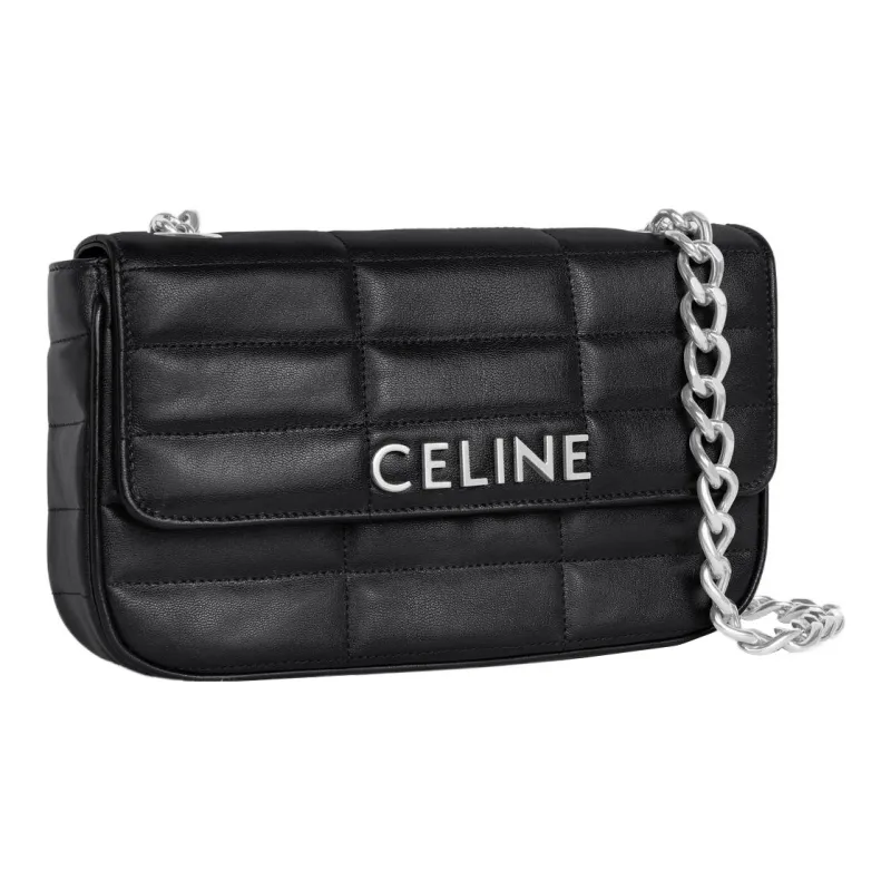 CELINE MATELASSE MONOCHROME Series Goatskin Crossbody Bag, Shoulder Bag Women's Black-2