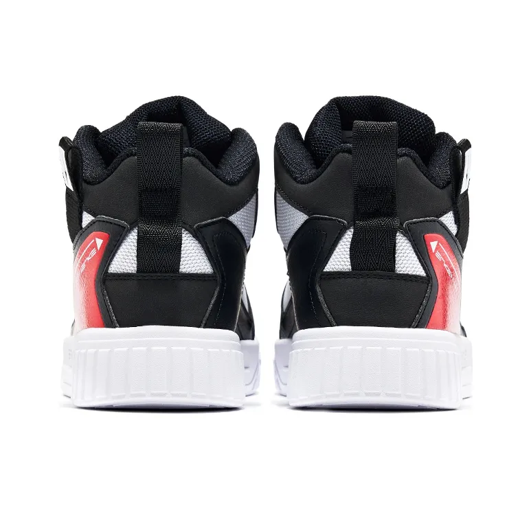 Erke High Top Skateboard Shoes Men's Black Red-3