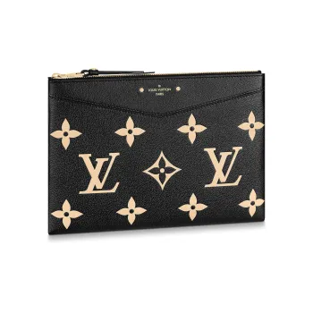 LOUIS VUITTON Grain Cow Leather Clutch Women's Black
