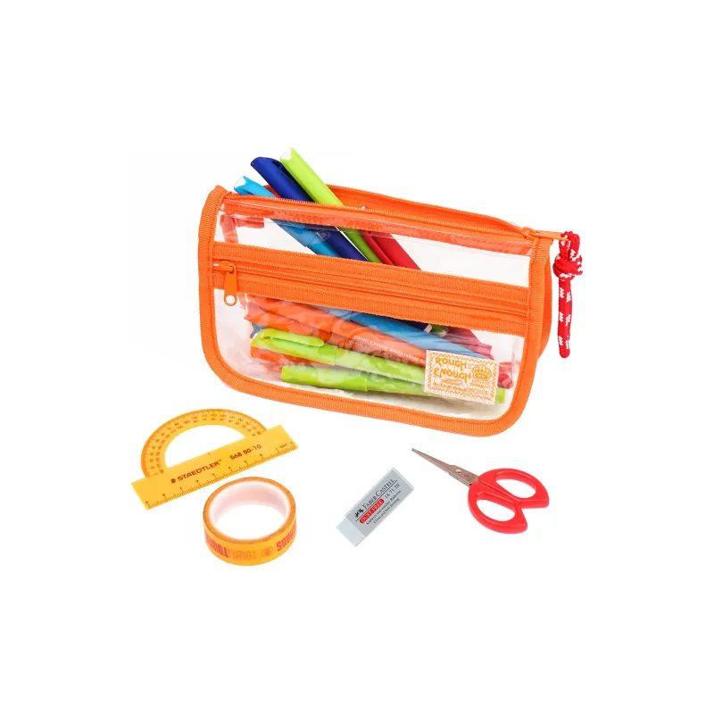 Rough Enough PVC Pen Pouch, Storage Bag, Makeup Bag, Toiletry Bag Regular Unisex Transparent Orange-2