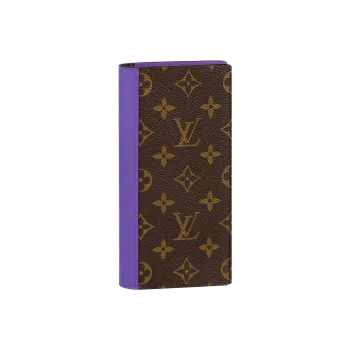 LOUIS VUITTON Brazza Wallet Monogram Macassar Brown/Purple