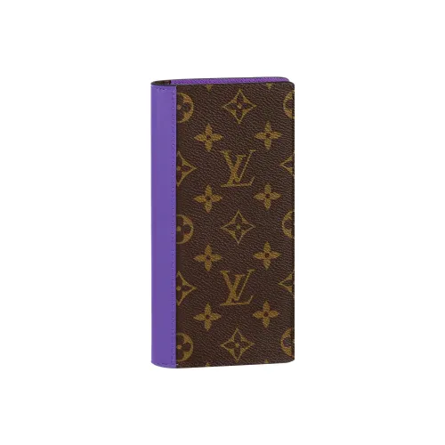 LOUIS VUITTON Brazza Monogram Heritage Coated Canvas Wallet Mens Ecru Monogram Macassar Brown/Purple