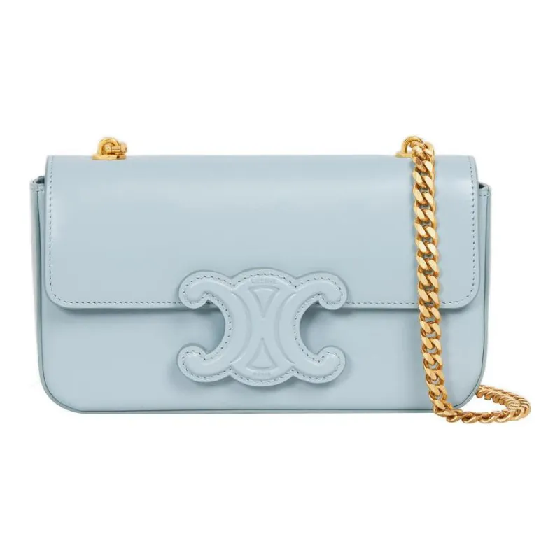 CELINE Triomphe Calfskin Crossbody Bag, Shoulder Bag Women's Blue-0