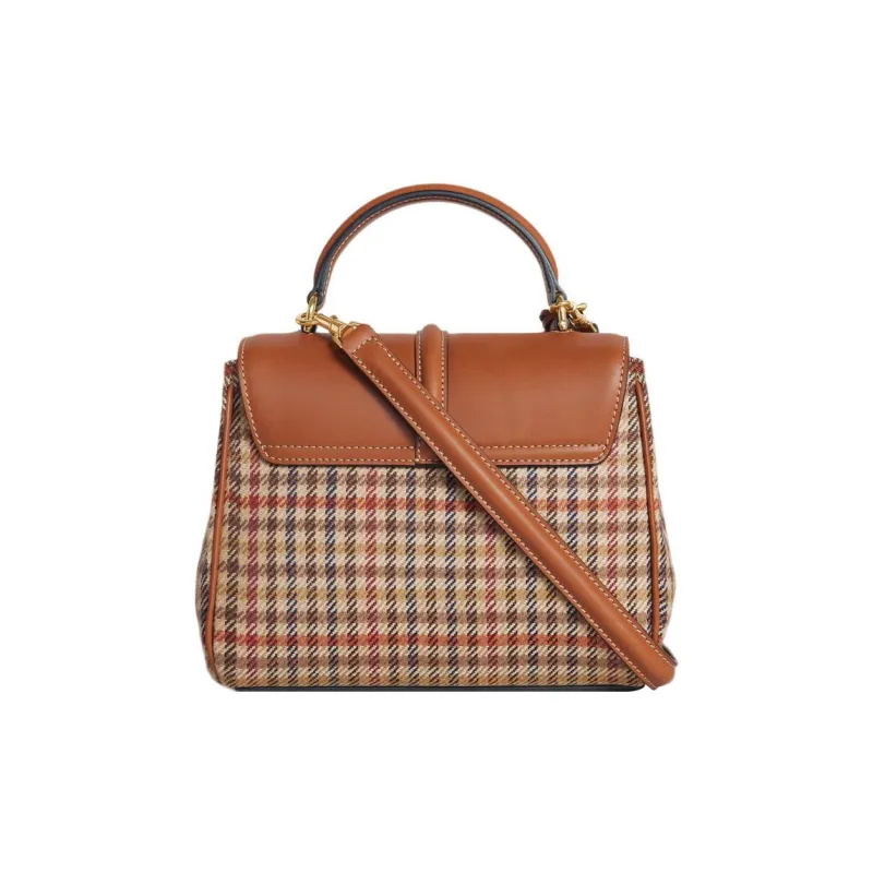 CELINE 16 Plaid And Natural Calfskin Trim Shoulder Bag Crossbody Bag Handbag Mini Women's Multicolor-1