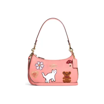 COACH Cow Leather Shoulder Bag Crossbody Bag Handbag Medium Size Women's Leather Pink