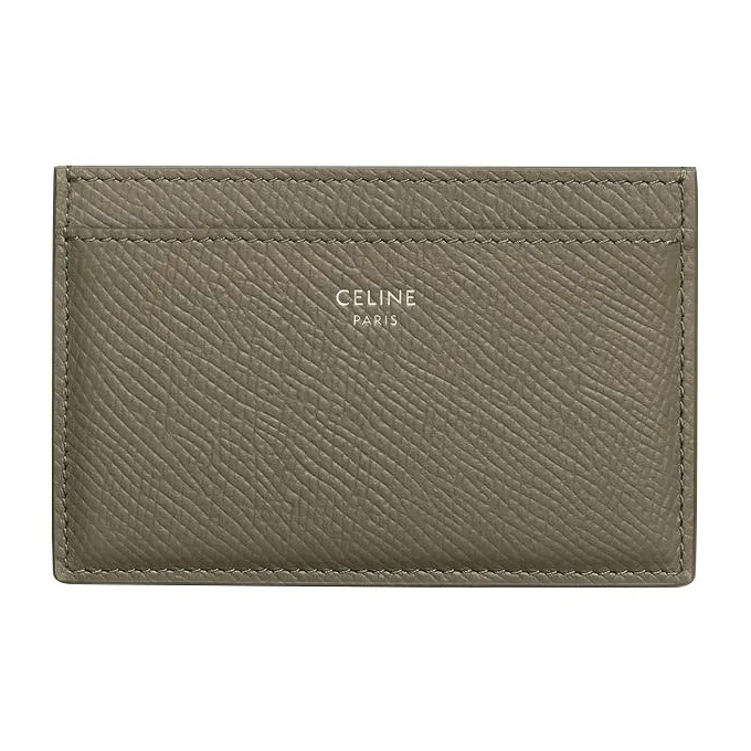 CELINE Grain Calfskin Card Holder Men's Olive Green-0