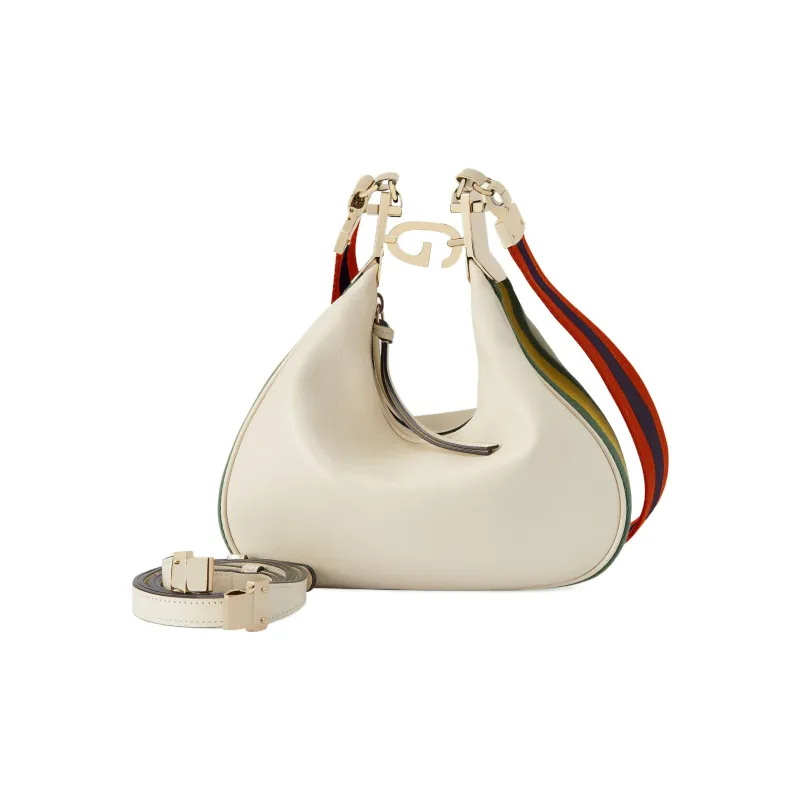 GUCCI Attache Leather Dumpling Bag Portable Crossbody Bag Shoulder Bag Women's White-3