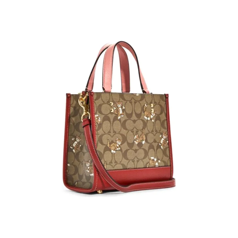 COACH Dempsey Cow Leather Tote Bag, Shopping Bag, Crossbody Bag, Handbag Trumpets Women's Khaki Monogram-1