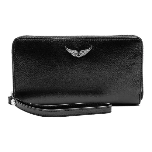 Zadig & Voltaire Calfskin With Sheepskin Accents Wallet Women's Black