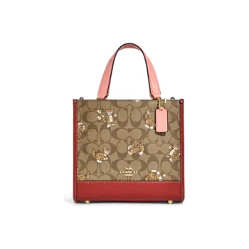 COACH Dempsey Cow Leather Tote Bag, Shopping Bag, Crossbody Bag, Handbag Trumpets Women's Monogram Khaki