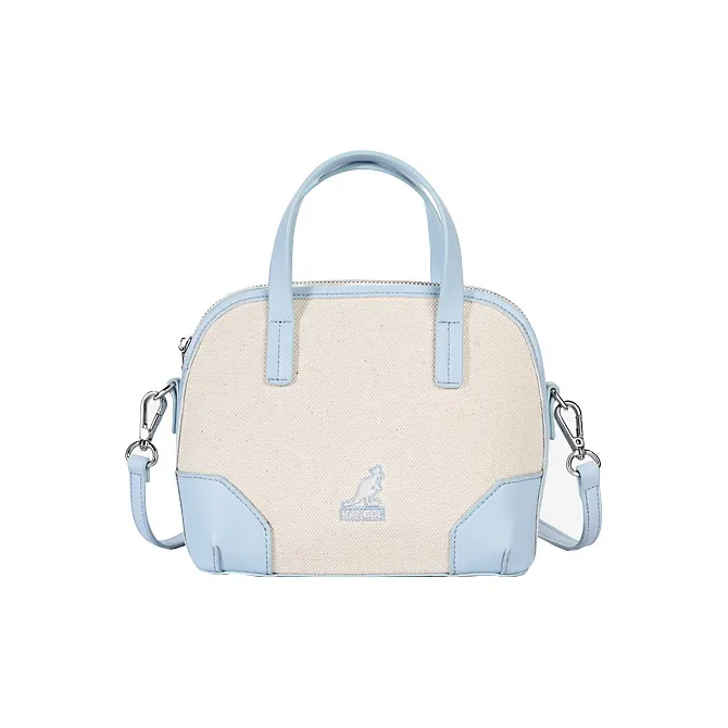 KANGOL PU Leather Canvas Dome Bag, Handbag, Crossbody Bag Medium Size Women's Multicolor-4