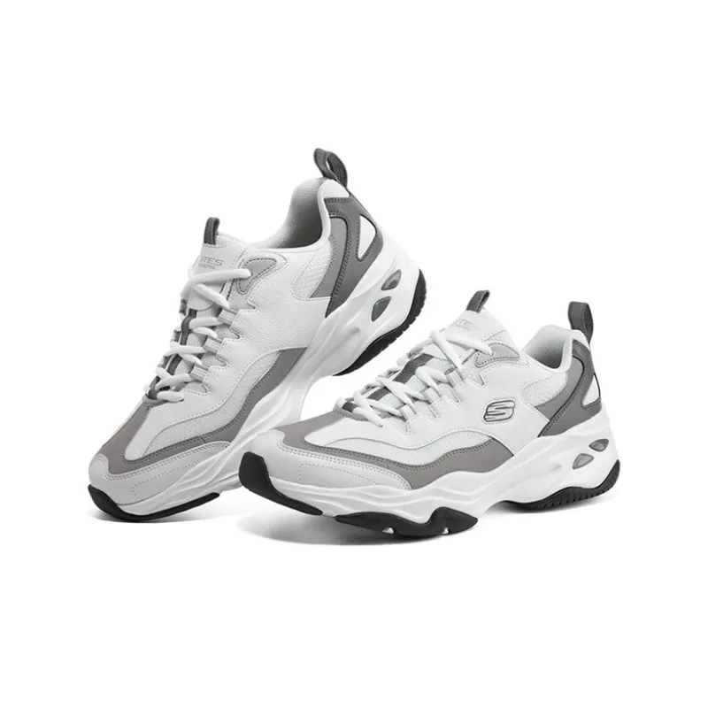 Skechers D'LITES 4.0 Cushioned Anti Slip And Wear Resistant Lightweight Low Top Casual Shoes Men's White Gray-2