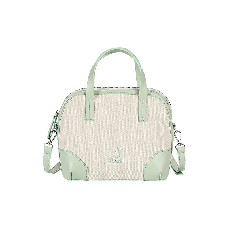 KANGOL PU Leather Canvas Dome Bag, Handbag, Crossbody Bag Medium Size Women's Multicolor-0