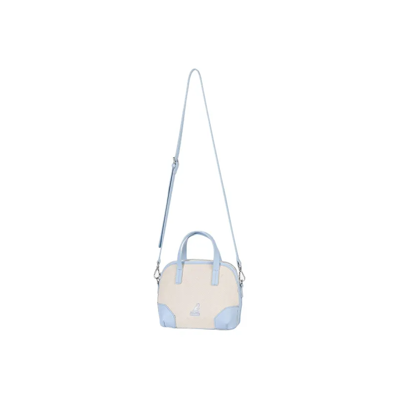 KANGOL PU Leather Canvas Dome Bag, Handbag, Crossbody Bag Medium Size Women's Multicolor-5