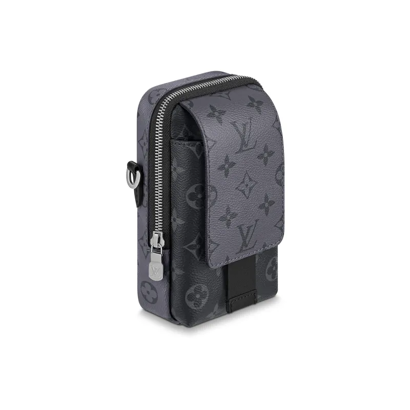LOUIS VUITTON Coated Canvas Cow Leather Patchwork Trim Cell Phone Pouch Shoulder Bag Crossbody Bag Regular Men's Gray-1