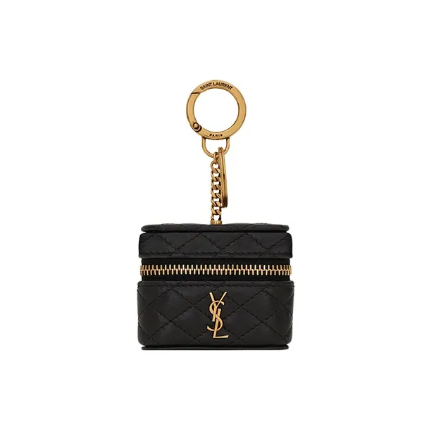 SAINT LAURENT GABY Quilting Sheepskin Earphone Case Regular Women's Black-0