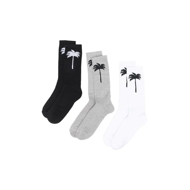 PALM ANGELS Palm Tree Tripack Socks-0