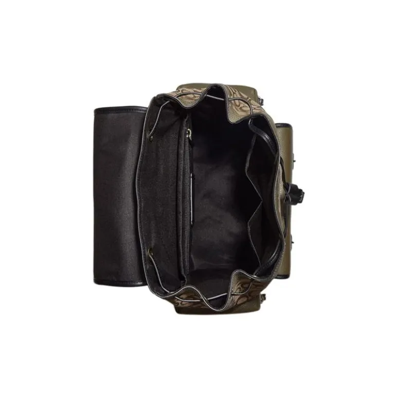 COACH Sprint Cow Leather With Fabric Backpack Tubas Men's Olive Green-2