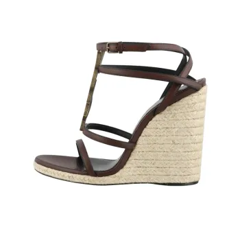 SAINT LAURENT CASSANDRA Strap Sandals Women's Brown