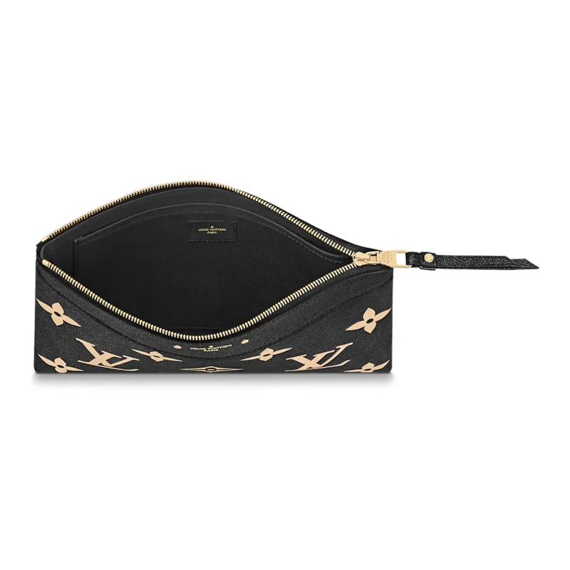 LOUIS VUITTON Grain Cow Leather Clutch Women's Black-3