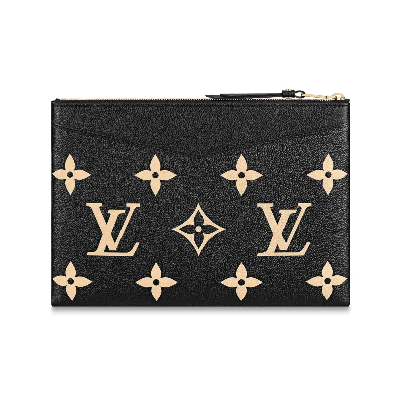 LOUIS VUITTON Grain Cow Leather Clutch Women's Black-2