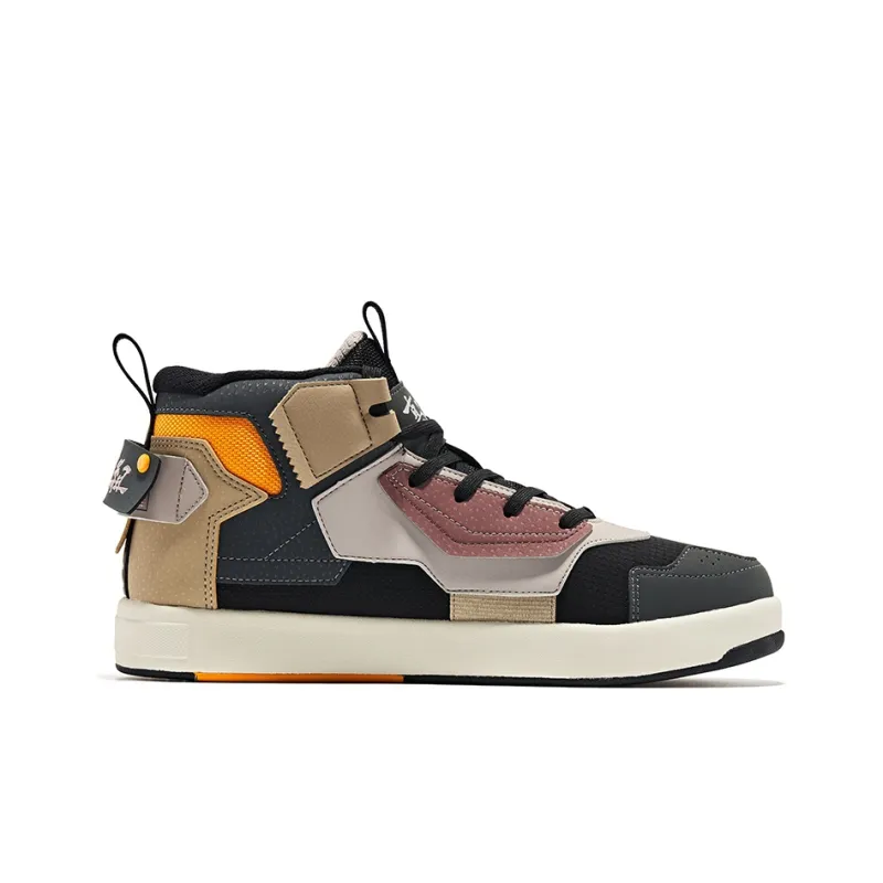 Erke Qidian Gintama Collection High Top Skateboard Shoes Men's Black Gray-1