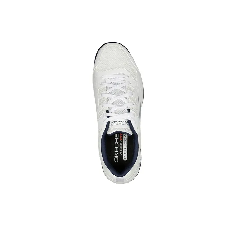 Skechers Relaxed Fit Viper Court Breathable Lightweight Low-Top Running Shoes Men's White Blue-3