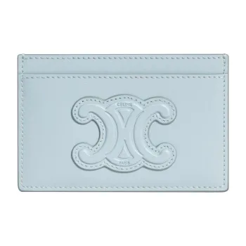 CELINE Cuir Triomphe Shiny Calfskin Card Holder Women's Ice Blue