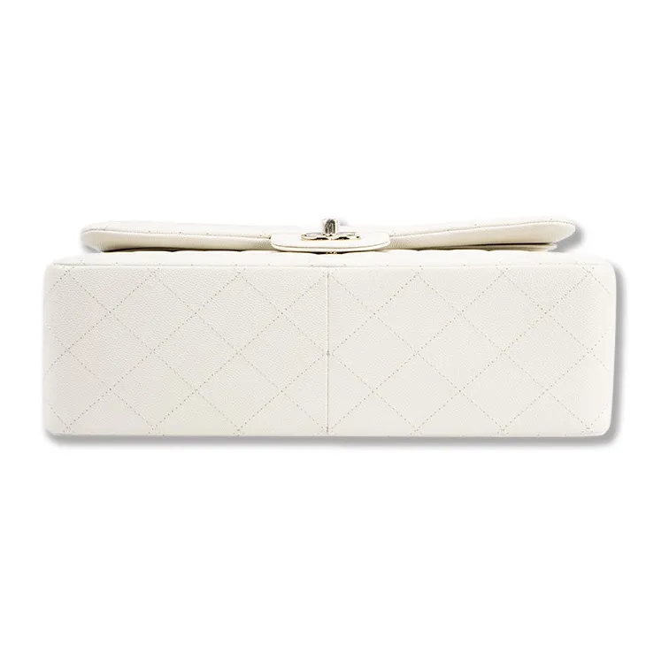 CHANEL Classic Flap CF Cow Leather Chain Bag, Shoulder Bag, Crossbody Bag Tubas Women's White-3
