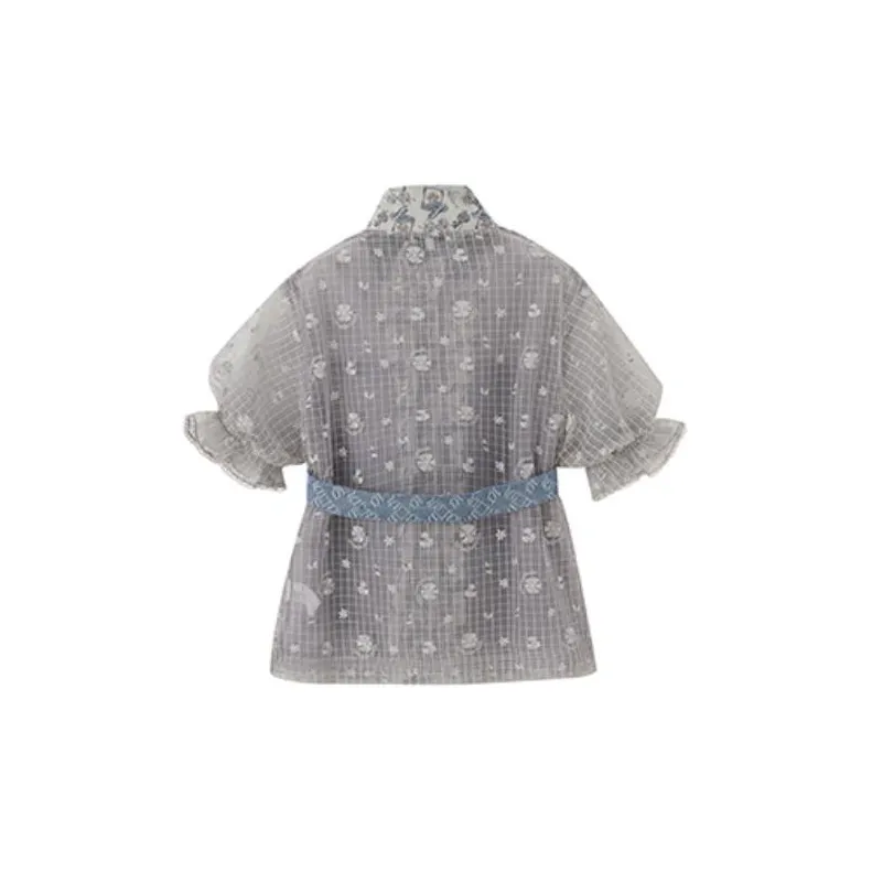 LULUALWAYS SS22 Loose Fit Moderate Denim Jacket Women's Gray-1