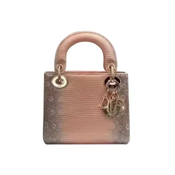 DIOR Lady Dior Lizard Skin Lady Dior Bag Shoulder Bag, Crossbody Bag, Handbag Mini Women's Pink