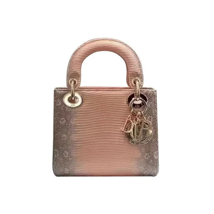 DIOR Lady Dior Lizard Skin Lady Dior Bag Shoulder Bag, Crossbody Bag, Handbag Mini Women's Pink-0
