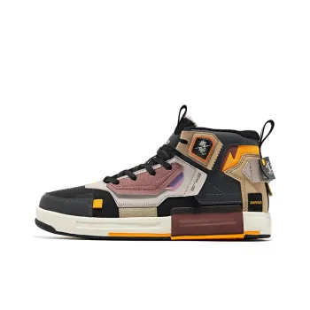 Erke Qidian Gintama Collection High-Top Skateboard Shoes Men's Black Gray
