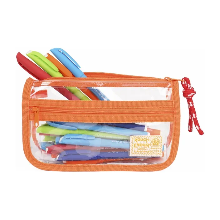 Rough Enough PVC Pen Pouch, Storage Bag, Makeup Bag, Toiletry Bag Regular Unisex Transparent Orange-1