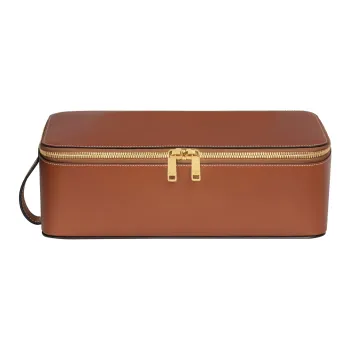 CELINE Shiny Calfskin Toiletry Bag Large Size Women's Brown