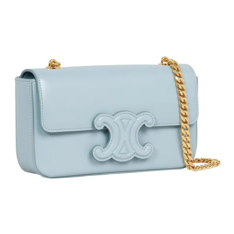 CELINE Triomphe Calfskin Crossbody Bag, Shoulder Bag Women's Blue-2