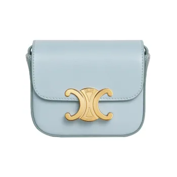 CELINE Triumph Gate Triomphe Bright Calfskin Handbag, Shoulder Bag, Crossbody Bag Mini Women's Ice Blue