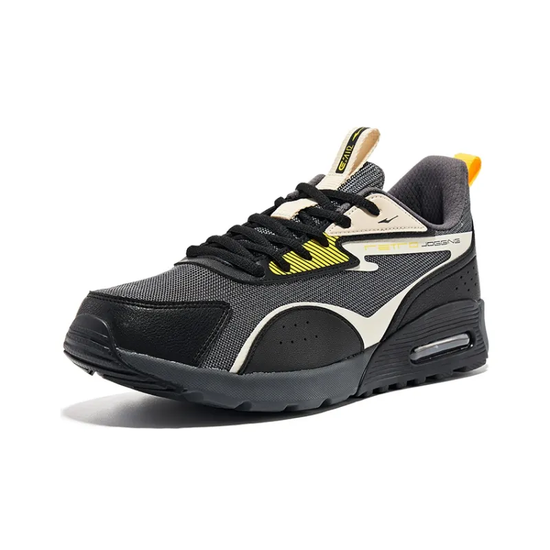 Erke Low-Top Running Shoes Men's Carbon Gray Sunlight Yellow Unbleached Original-2
