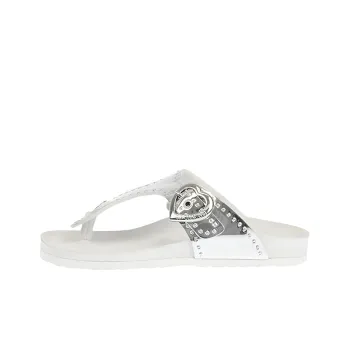 MOSCHINO Slip-Resistant Flip Flops Women's White Silver