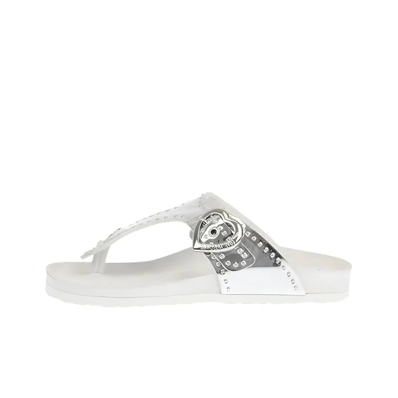 MOSCHINO Slip-Resistant Flip Flops Women's White Silver-0