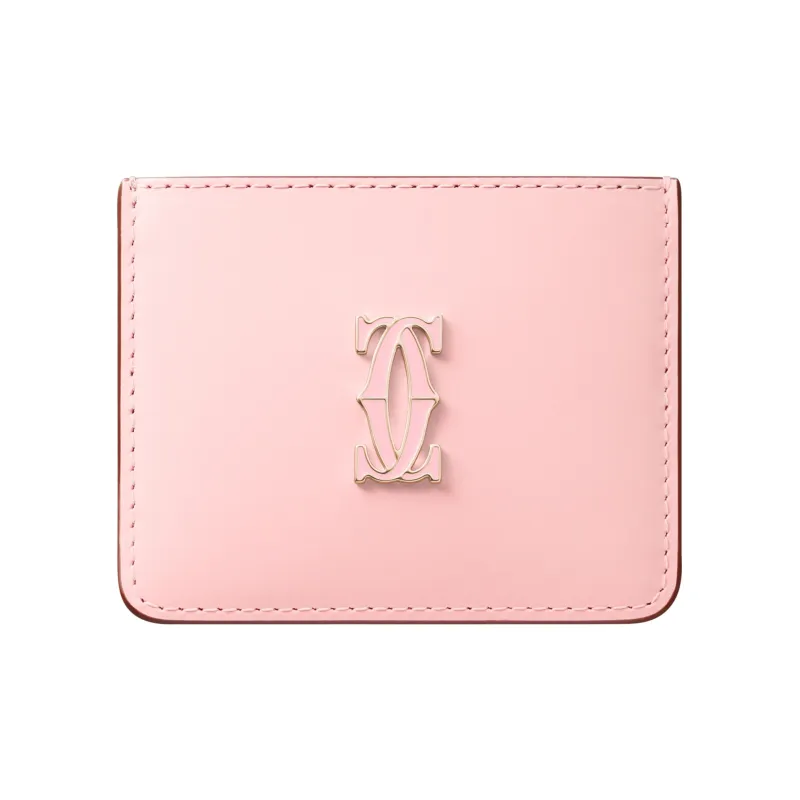 CARTIER C De Cartier Collection Solid Color Calfskin Card Holder Women's Light Pink-0