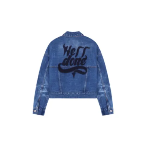 WE11DONE Denim Jackets Unisex Sky Blue