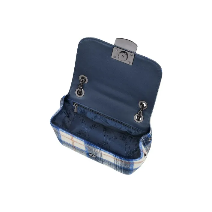 LONGCHAMP Lambskin With Canvas Canvas Bag Shoulder Bag Crossbody Bag Small Size Women's Navy-3