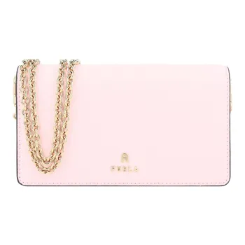 Furla Textured Leather Chain Wallet Crossbody Bag Shoulder Bag Women's Pink