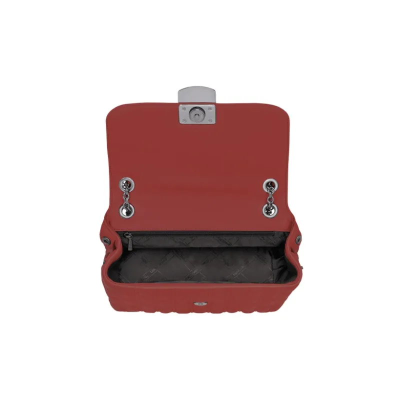 LONGCHAMP Brioche Lambskin With Leather Trim With Cow Leather Shoulder Bag, Crossbody Bag Medium Size Women's Red-3
